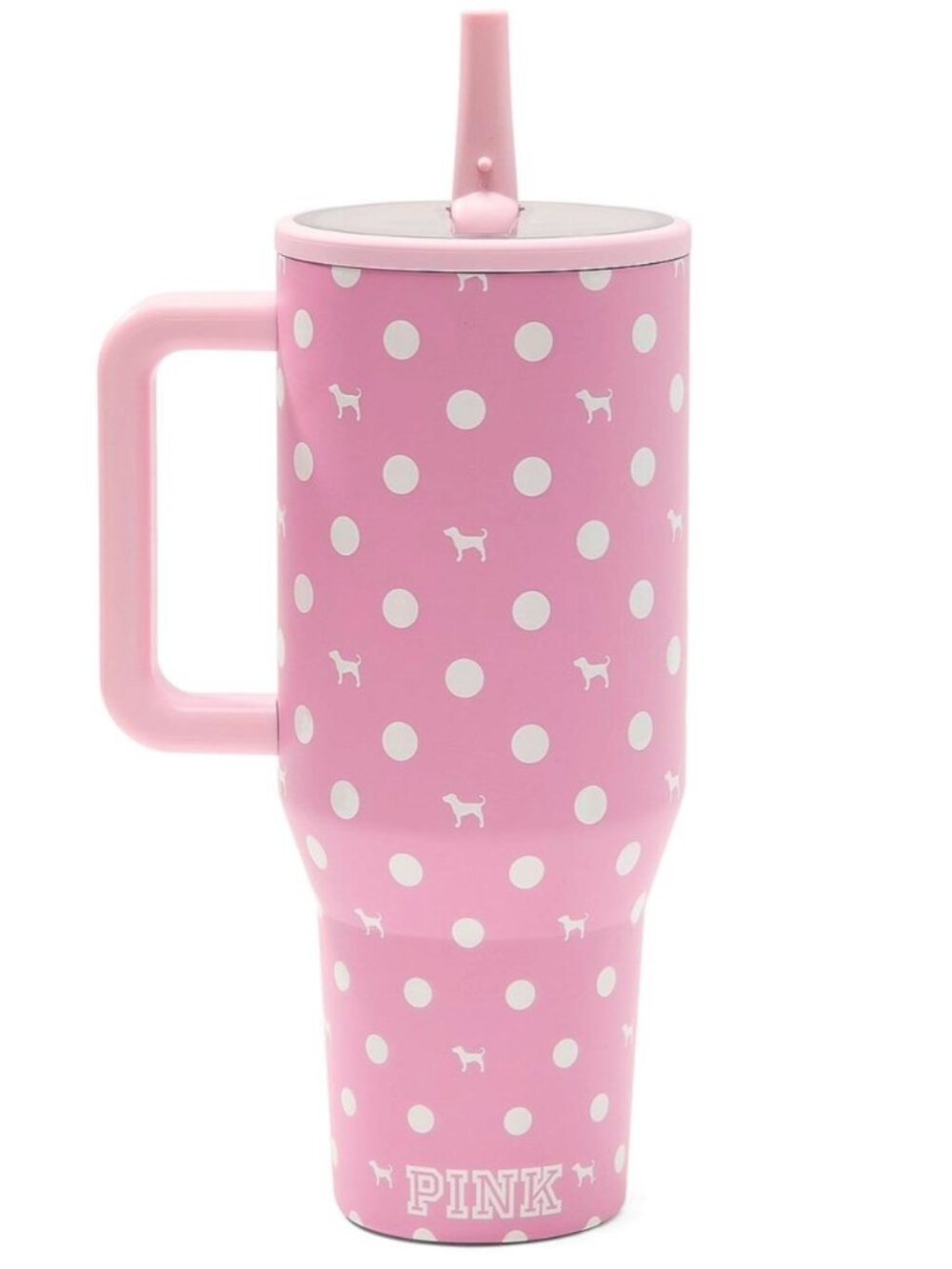 *NEW* PINK x Hydrojug 40oz Tumbler Water Bottle - Pink Polka Dot Dog Print - Picture 2 of 5